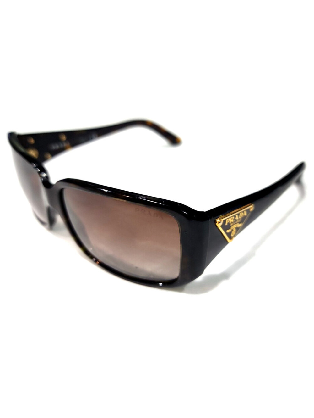 Prada Spr16L Dark Tortoise Brown Rectangle Gray Sunglasses 57-15 135 Italy